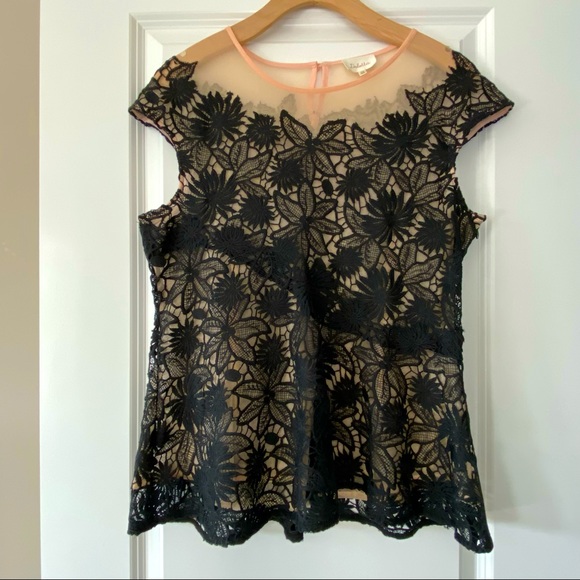 {Anthro} Deletta 'Garden Guise' Black Floral Lace - Picture 2 of 12